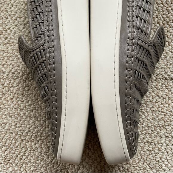 Vince Stafford Platform Sneakers Loafers Leather Slip On Woven Women’s 8.5 Gray - Picture 14 of 17